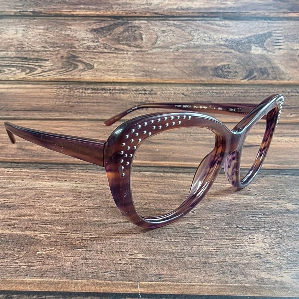 Bebe Lush BB7137 Berry Purple Cat Eye Eyeglass Frames 54-17-135 studded detail